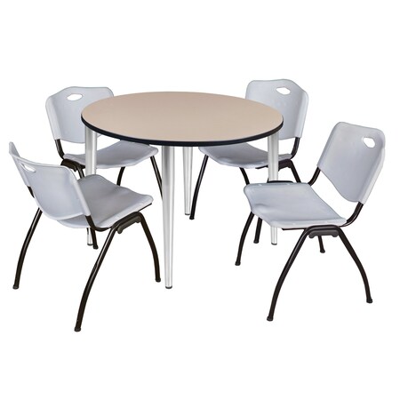 Regency Kahlo Round Table & Chair Sets, 48 W, 48 L, 29 H, Wood, Metal, Plastic Top, Beige ...
